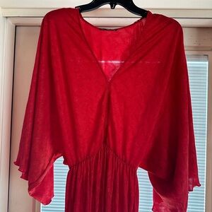 Zara Red Dress Bell Sleeves